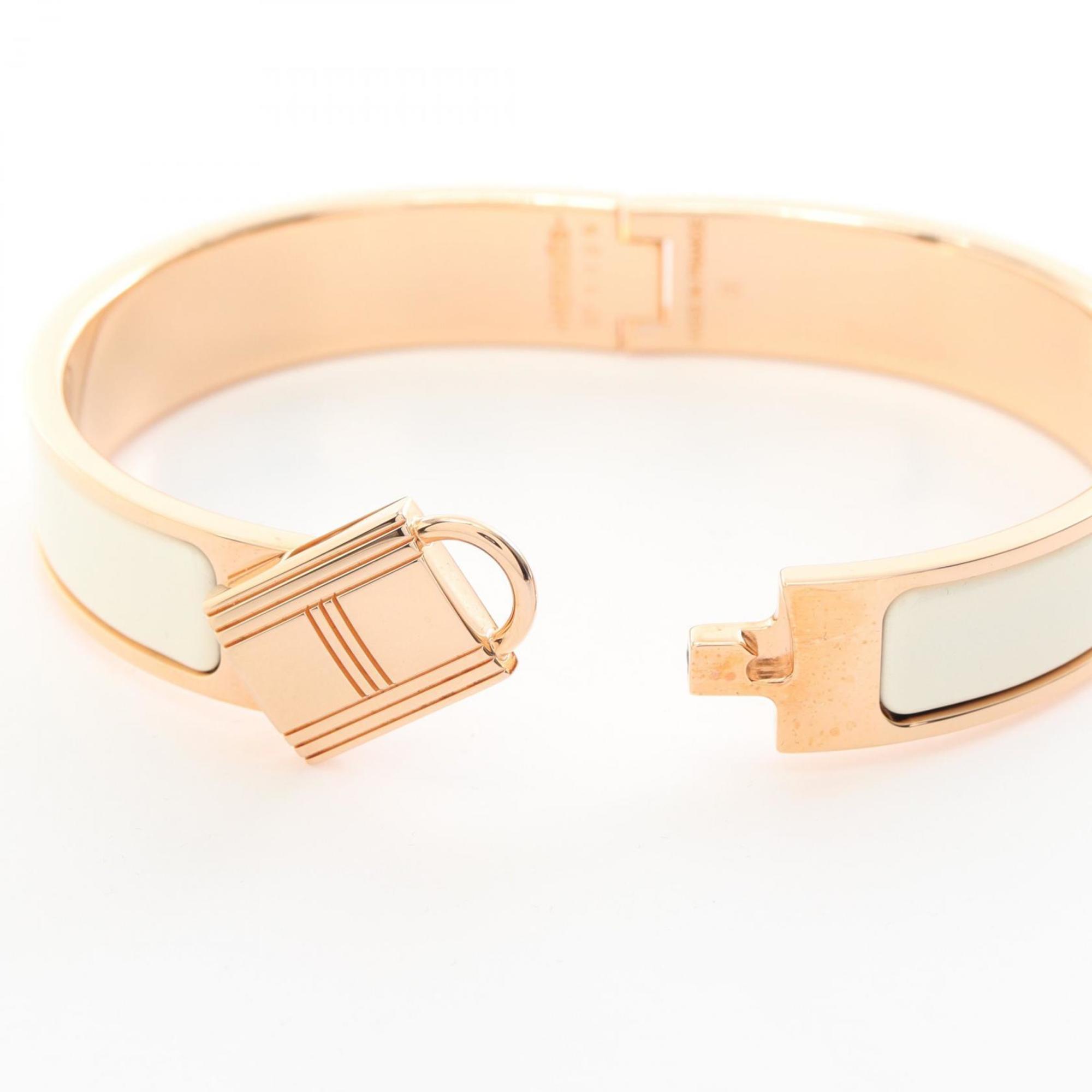 Hermes HERMES Click Cadena PM Bangle GP (Gold Plated) Enamel Women's Gold White