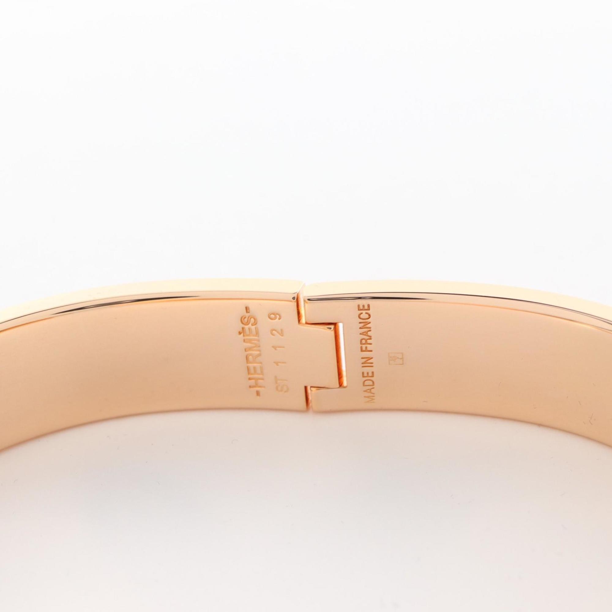 Hermes HERMES Click Cadena PM Bangle GP (Gold Plated) Enamel Women's Gold White