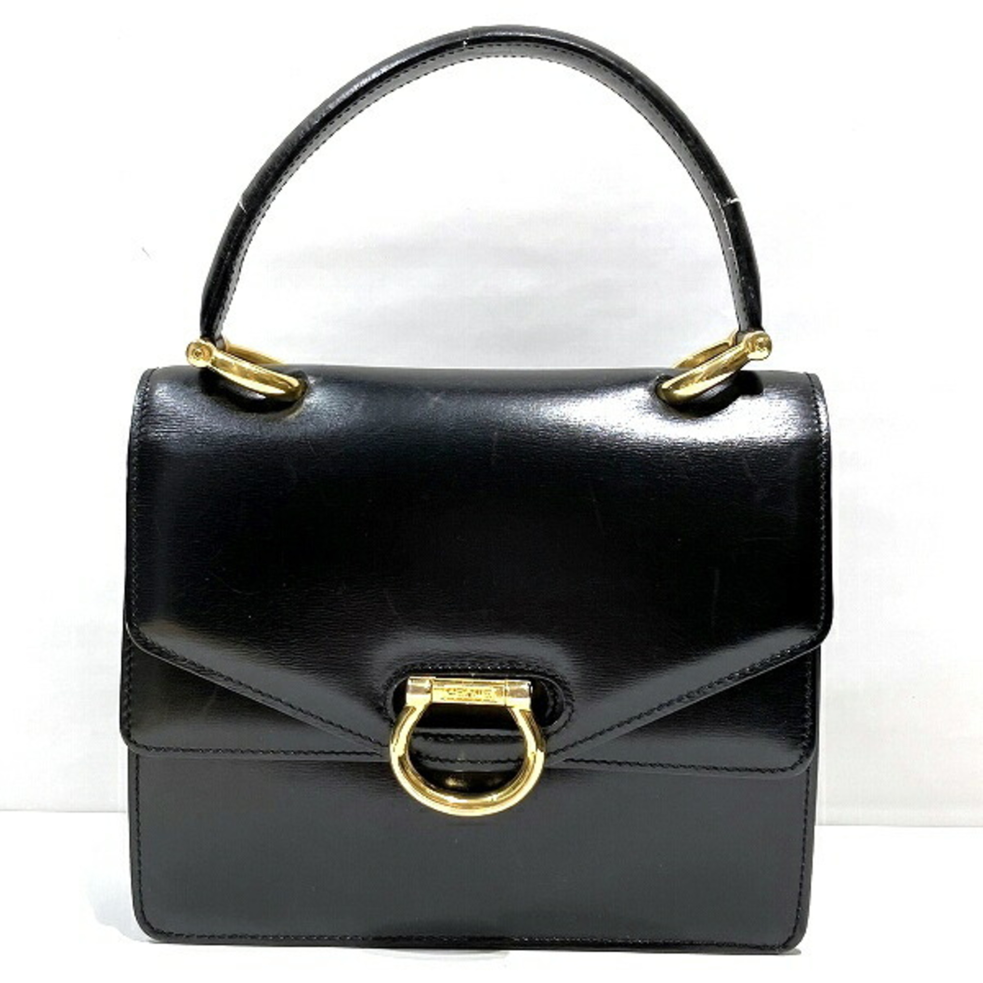 CELINE Double flap leather black bag handbag for women