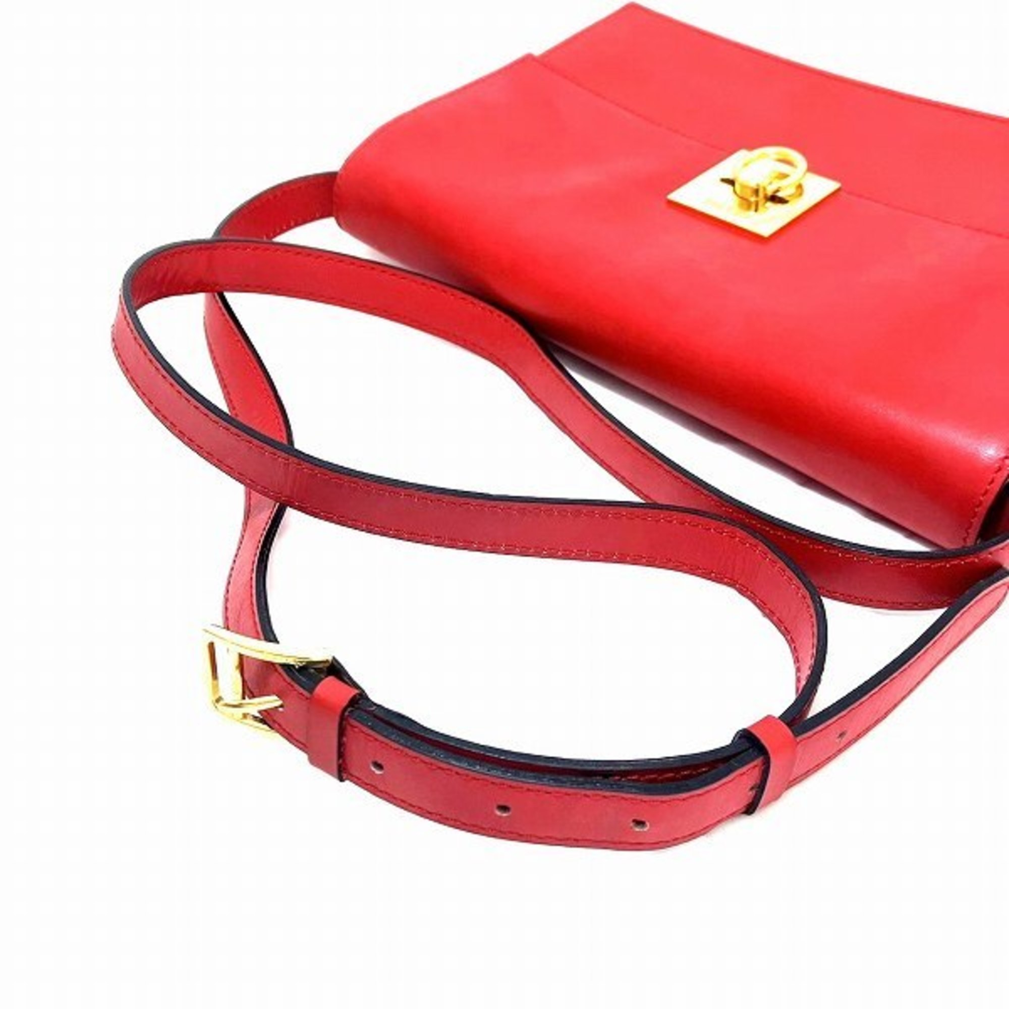 CELINE F09 Leather Red Bag Shoulder for Women