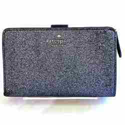 Kate Spade Glitter Blue Leather Bi-fold Wallet for Women