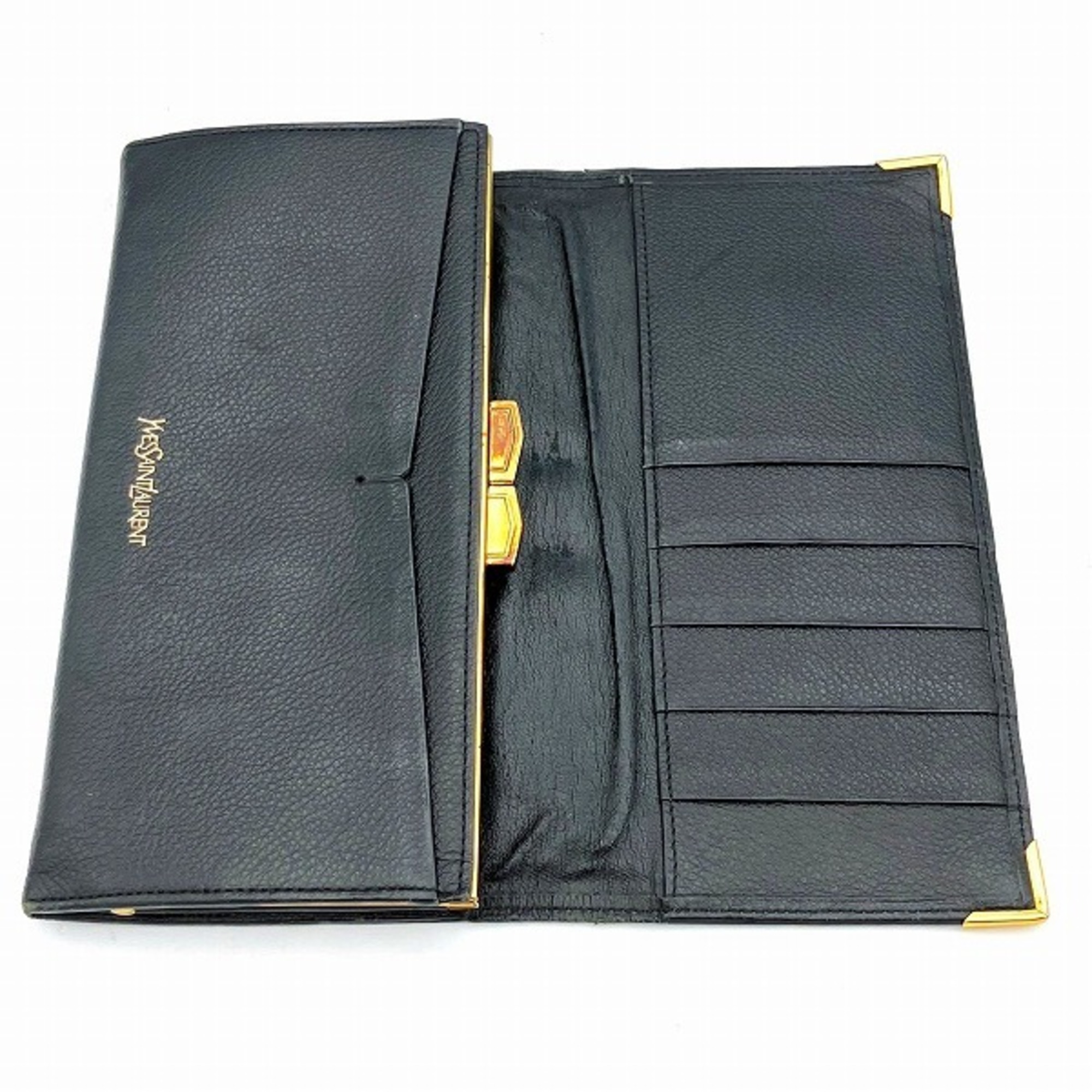 Yves Saint Laurent Black Leather Long Wallet for Men and Women