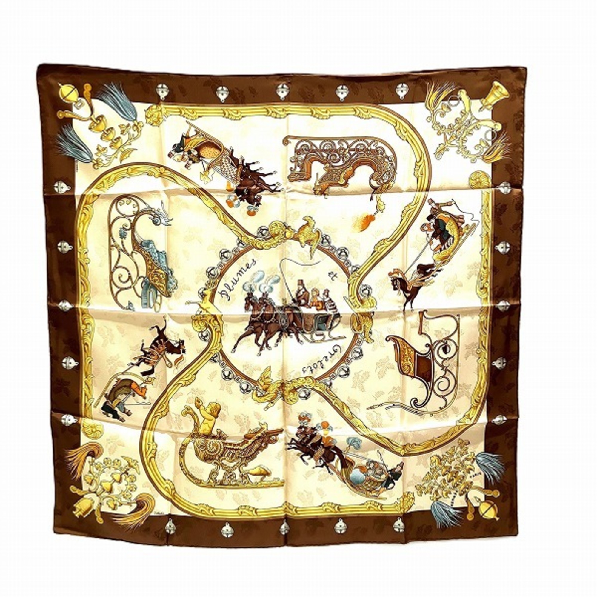 Hermes Carré 90 Feather and Bell Accessories Scarf Women's