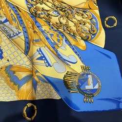 Hermes Carré 90 Silk Sun Blue Accessories Scarf Women's