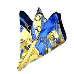 Hermes Carré 90 Silk Sun Blue Accessories Scarf Women's