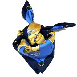 Hermes Carré 90 Silk Sun Blue Accessories Scarf Women's