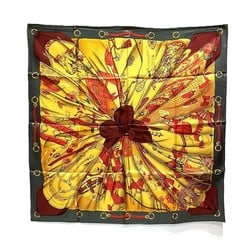 Hermes Carré 90 Silk Sun Moss Green Accessories Scarf Women's