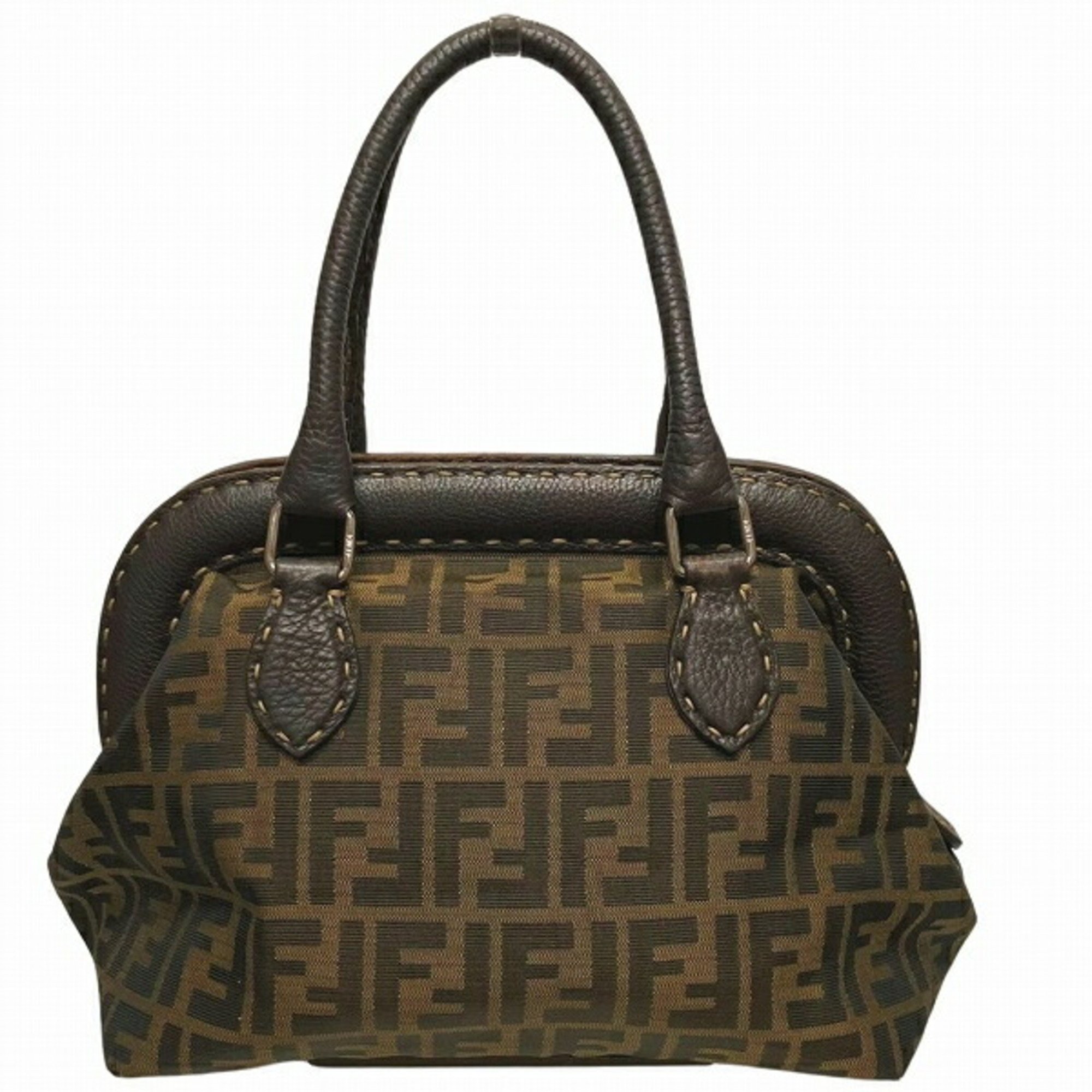 FENDI ZUCCA 8BN123 BROWN BAG HANDBAGS WOMEN