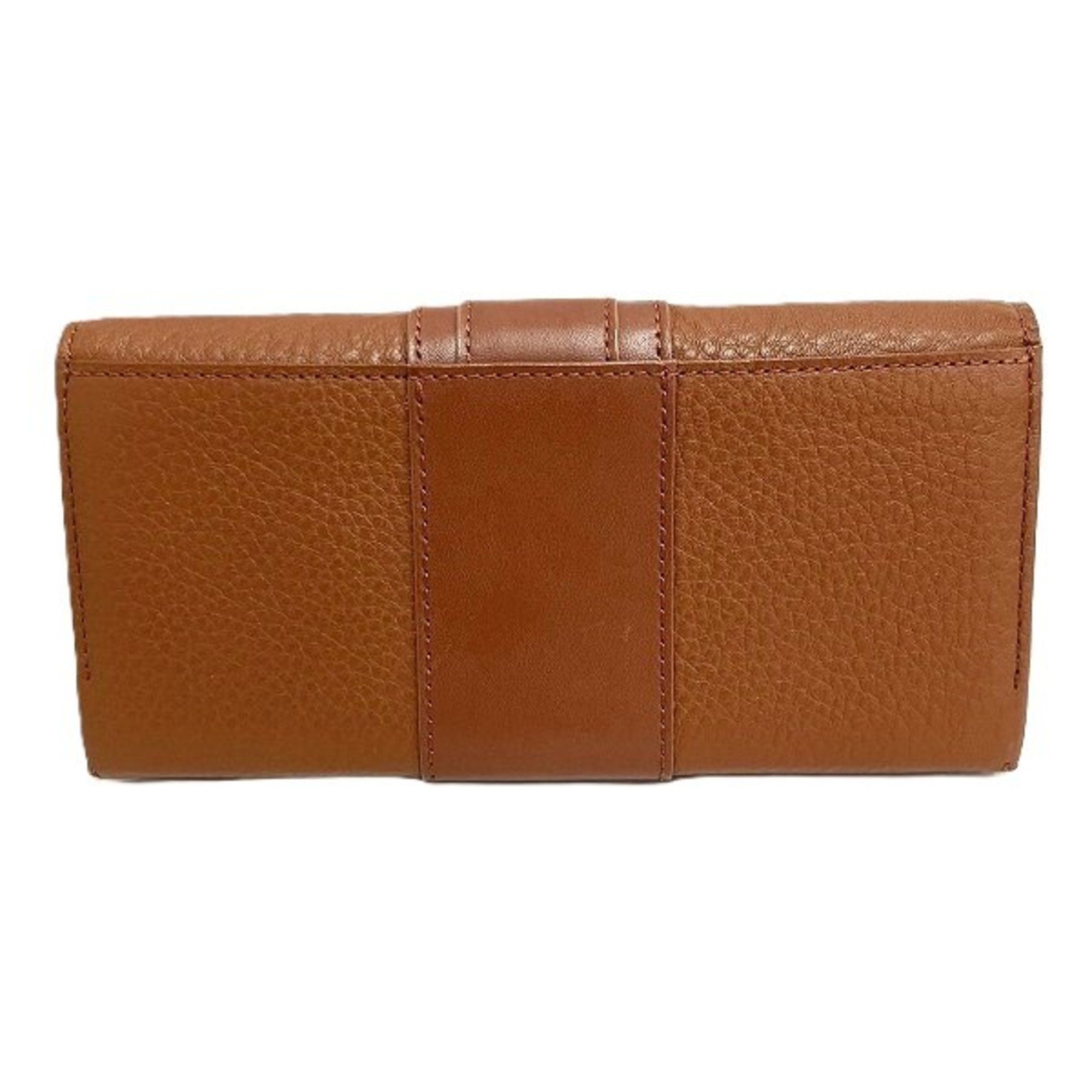 Chloé Chloe Brown Leather C Charm Long Wallet for Women