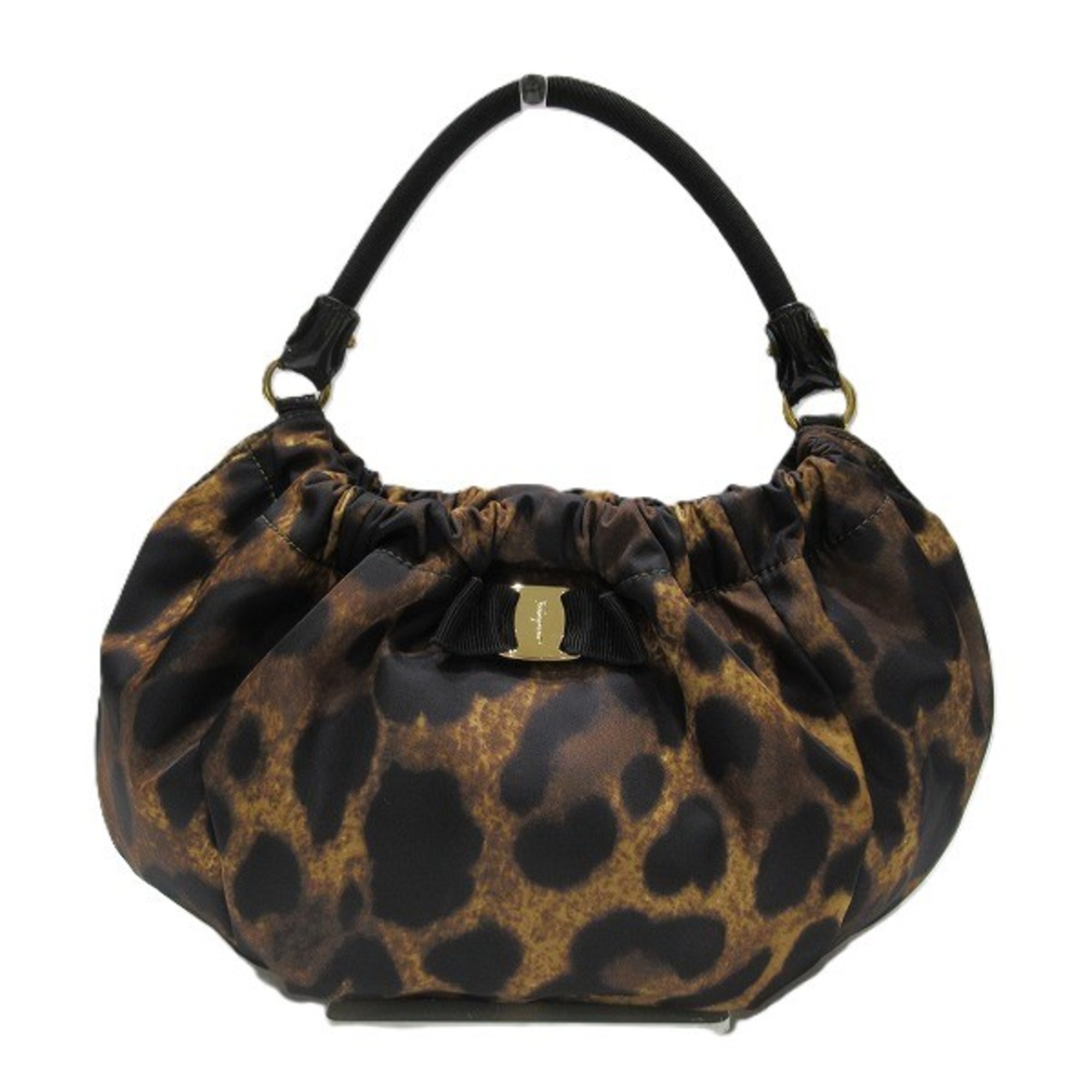 Salvatore Ferragamo Ferragamo Vara Ribbon Leopard Nylon Bag Handbag for Women