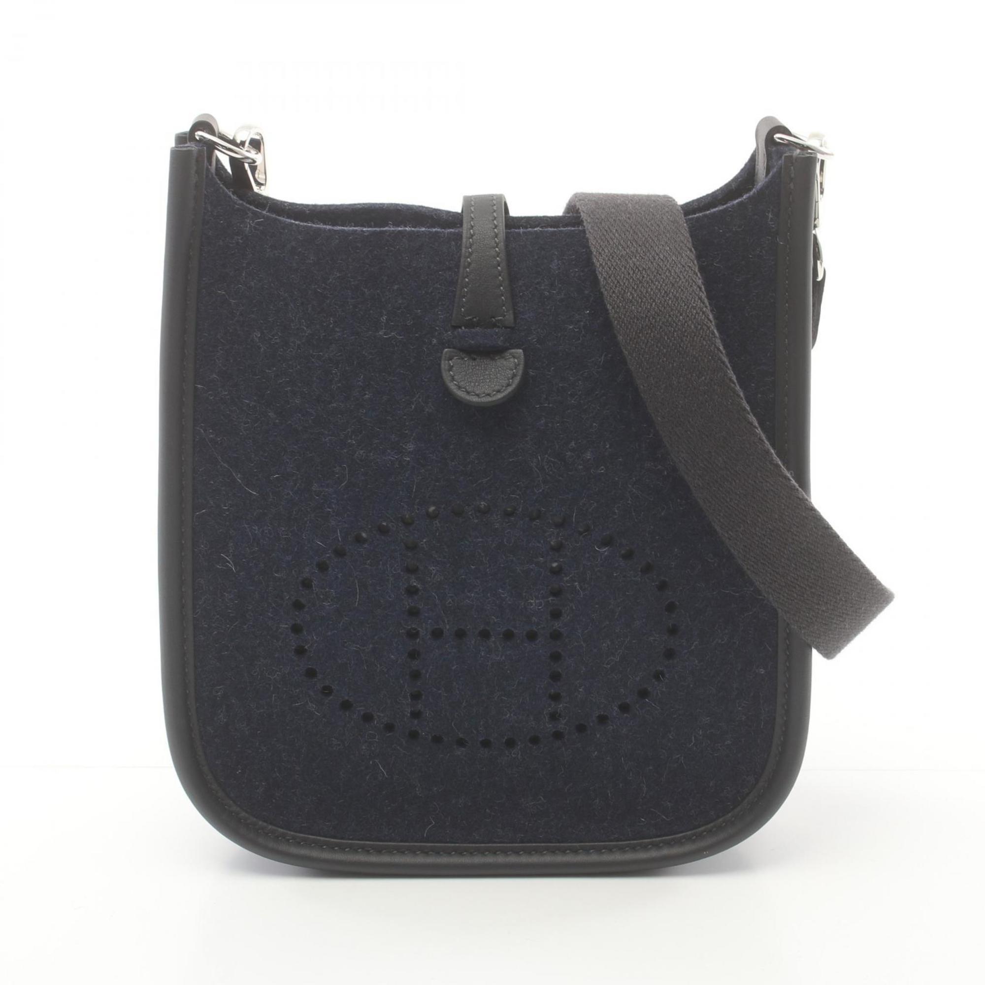 Hermes HERMES Evelyn TPM Amazon Shoulder Bag Felt Epsom Women's Navy Black