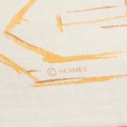 Hermes HERMES Carre 90 Brides et Destin Esquisse Scarf Cashmere Women's White Orange