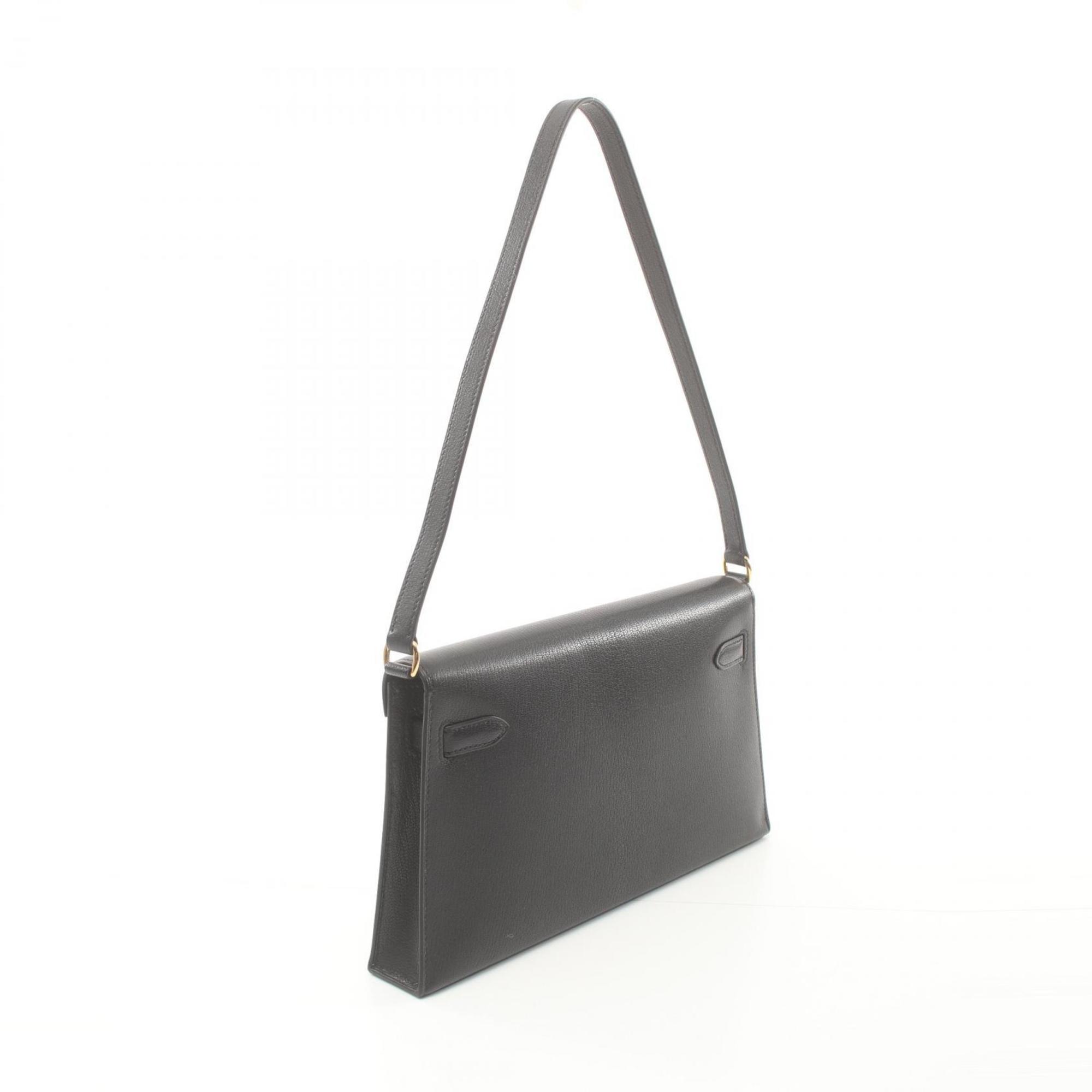 Hermes Kelly Elan Shoulder Bag Chevre Sham Killa Women's Black