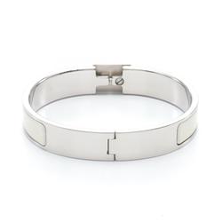 Hermes Click Cadena PM Bangle Stainless Steel Enamel Women's Silver White