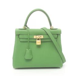 Hermes Kelly 25 Vert Yucca Handbag Togo Women's Green