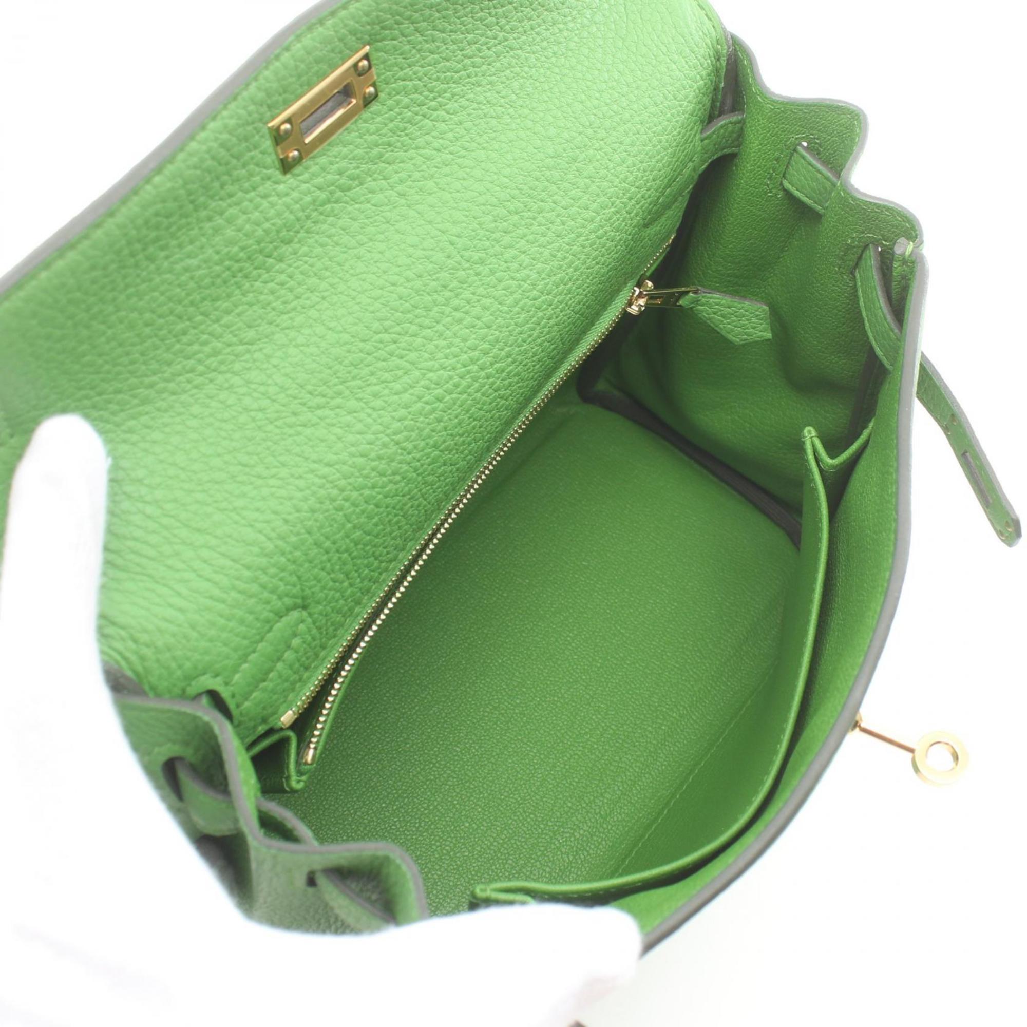 Hermes Kelly 25 Vert Yucca Handbag Togo Women's Green