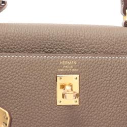 Hermes Kelly 25 Handbag Togo Women's Brown Etoupe G Metal Fittings W Engraved