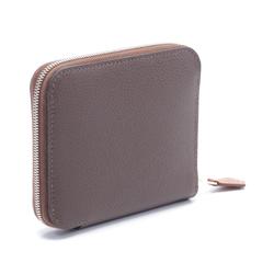 Hermes HERMES Azap Compact Silk In Round Wallet Evercolor Ladies Brown