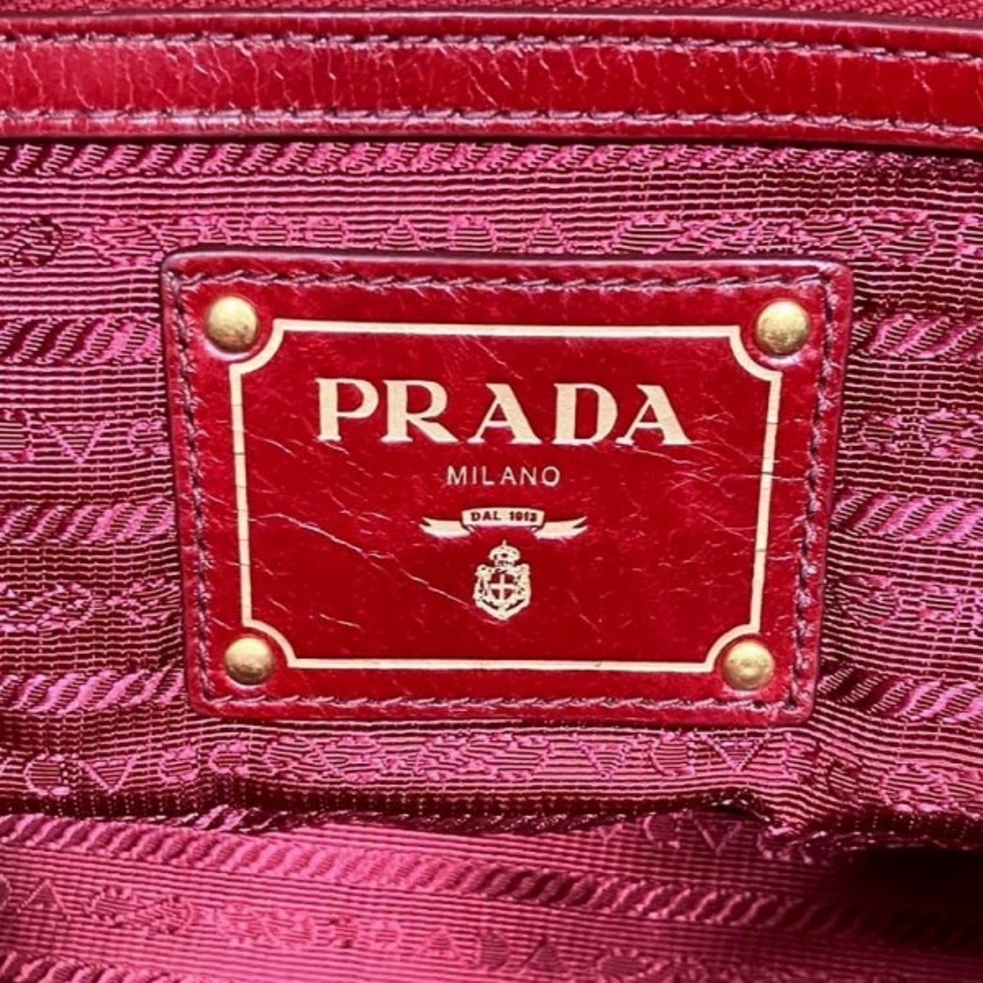 PRADA BL0727 Red Leather Bag Handbag for Women