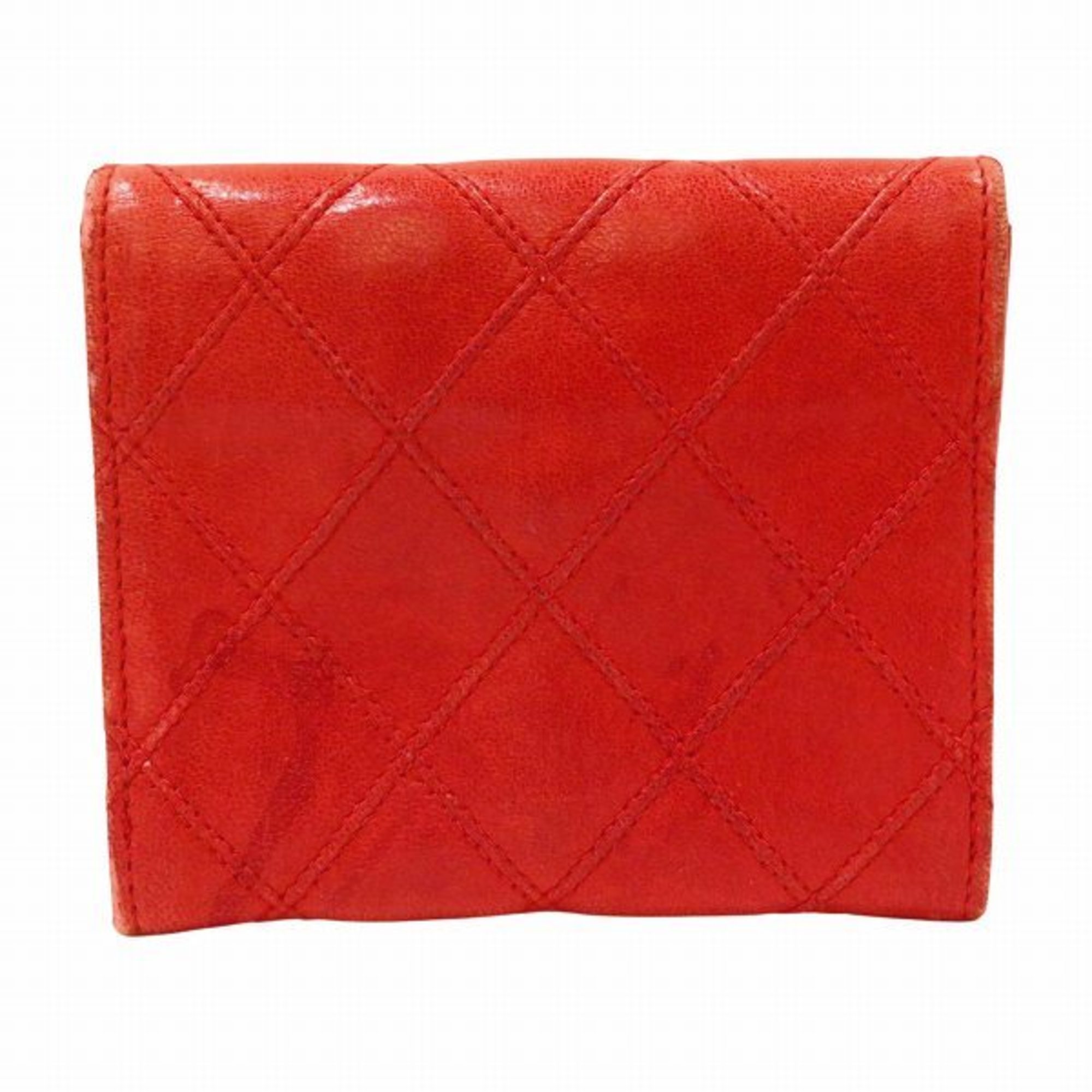 CHANEL Bicolor Coco Mark Double Stitch Coin Purse Wallet/Coin Case Women's Accessories