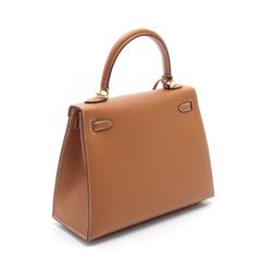 Hermes Kelly 25 Gold Handbag Bag Epsom Leather Women's Brown