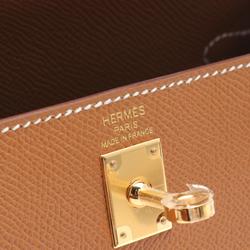 Hermes Kelly 25 Gold Handbag Bag Epsom Leather Women's Brown