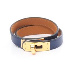 Hermes Kelly Double Tour Bracelet Leather GP (Gold Plated) Swift Women's Navy Gold H500281