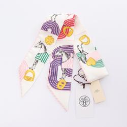 Hermes HERMES Twilly GARDE ROBE POP Scarf Silk Women's White Multicolor