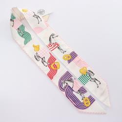 Hermes HERMES Twilly GARDE ROBE POP Scarf Silk Women's White Multicolor