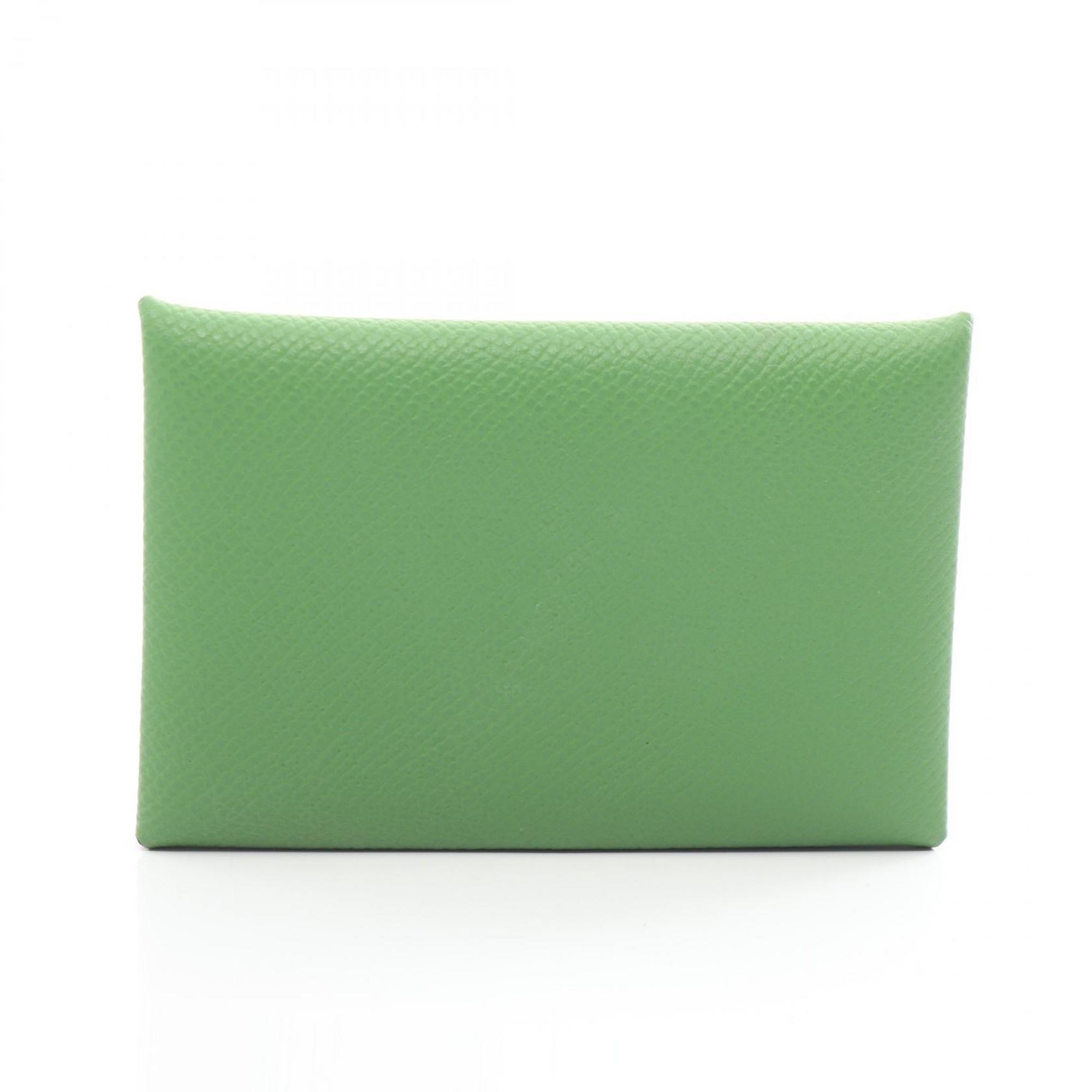 Hermes HERMES Calvi Verso Wallet/Coin Case Wallet Epsom Leather Women's Green