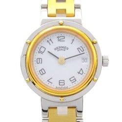 Hermes Clipper Watch GP (Gold Plated) Stainless Steel Ladies White CL2.440