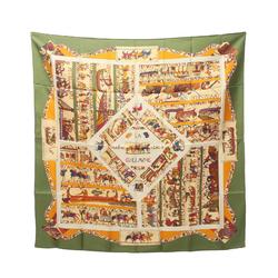 Hermes HERMES Carré 90 A LA GLOIRE DE GVILLAVME Scarf Silk Women's Beige Green Multicolor