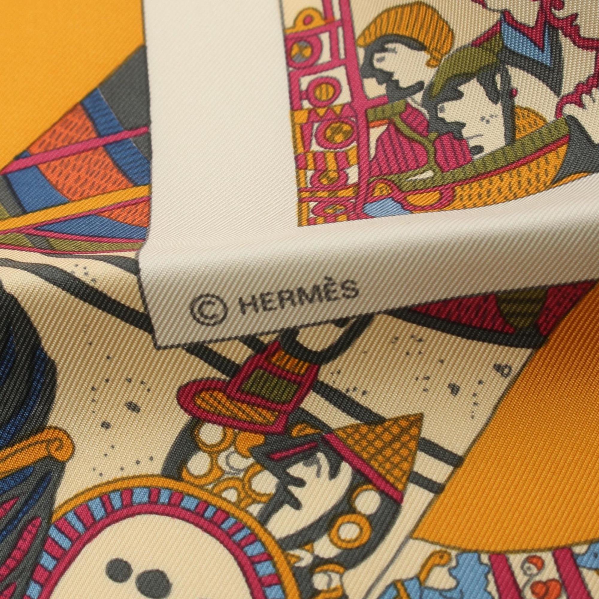 Hermes HERMES Carré 90 A LA GLOIRE DE GVILLAVME Scarf Silk Women's Beige Green Multicolor