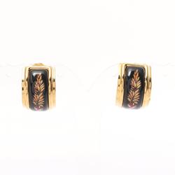 Hermes HERMES enamel earrings GP (gold plated) cloisonne ladies gold black