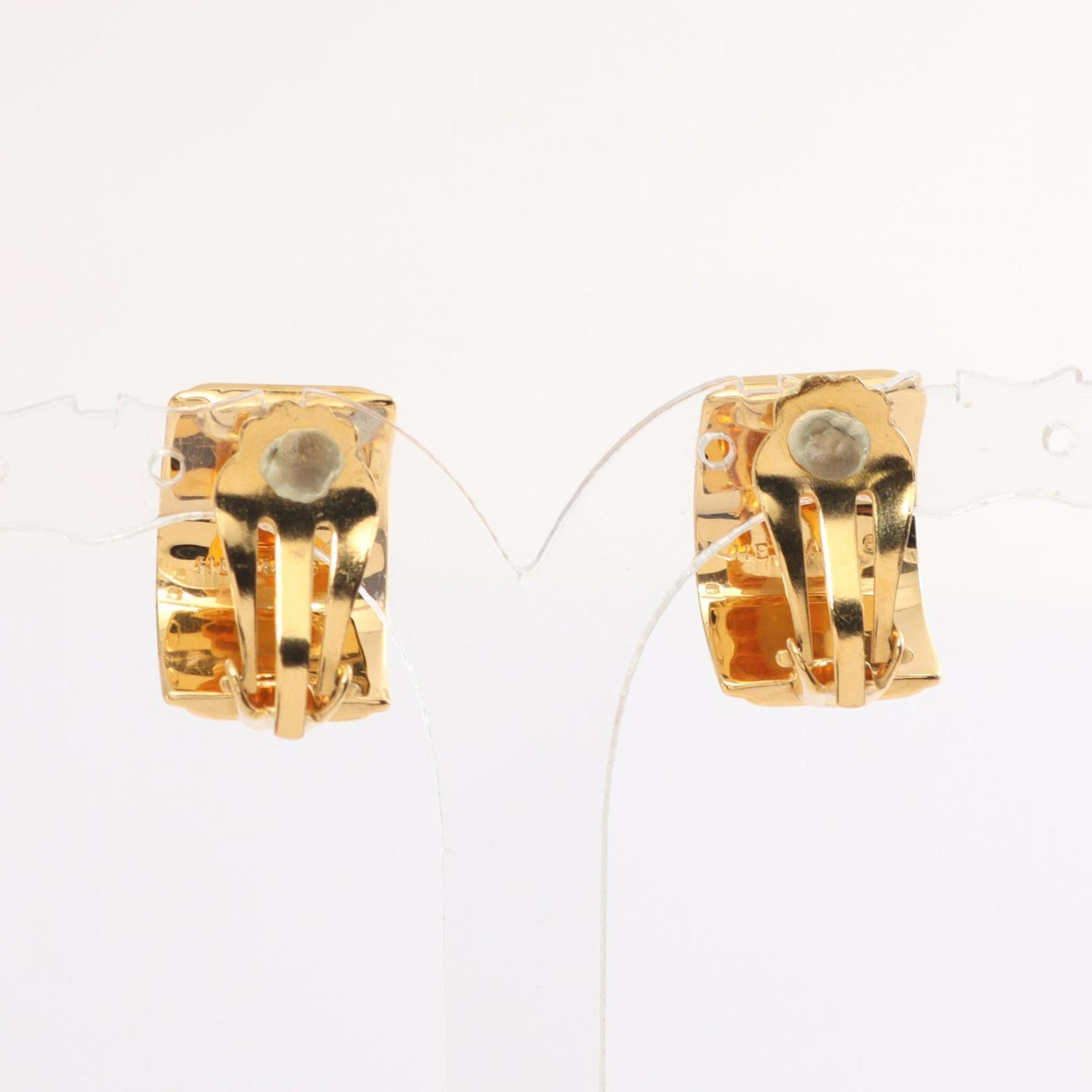 Hermes HERMES enamel earrings GP (gold plated) cloisonne ladies gold black