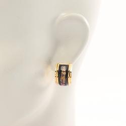 Hermes HERMES enamel earrings GP (gold plated) cloisonne ladies gold black