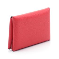 Hermes HERMES Calvi Duo Wallet/Coin Case Wallet Epsom Leather Women's Red