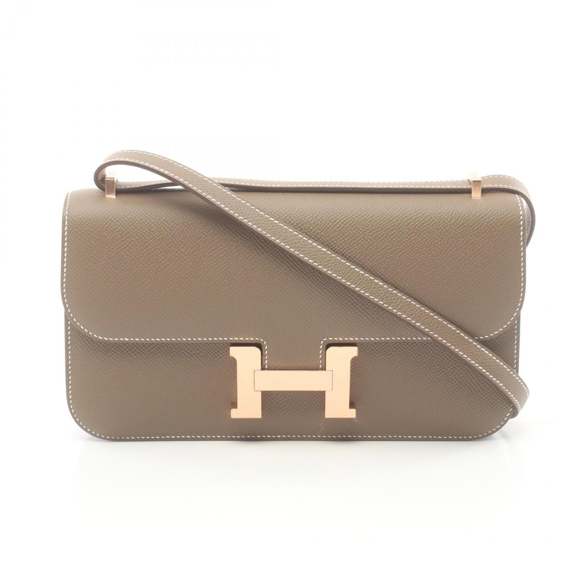 Hermes HERMES Constance Elan Miroir Shoulder Bag Epsom Leather Women's Brown