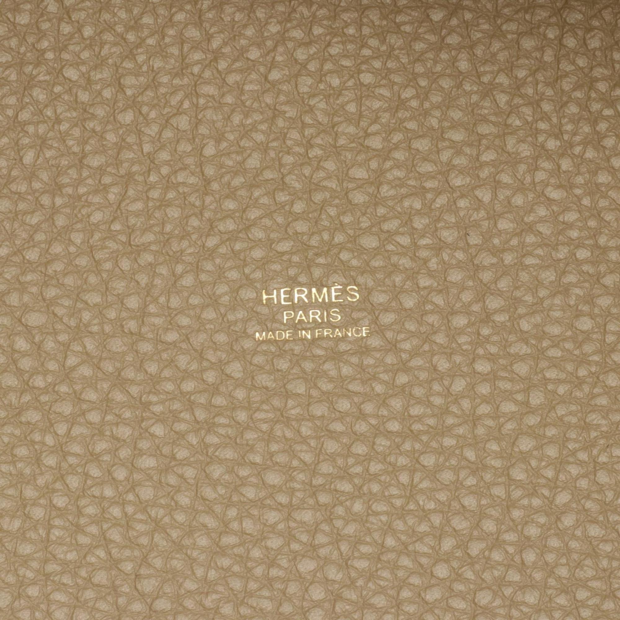 Hermes HERMES Picotin Lock MM Beige Marfa Handbag Bag Taurillon Clemence Women's