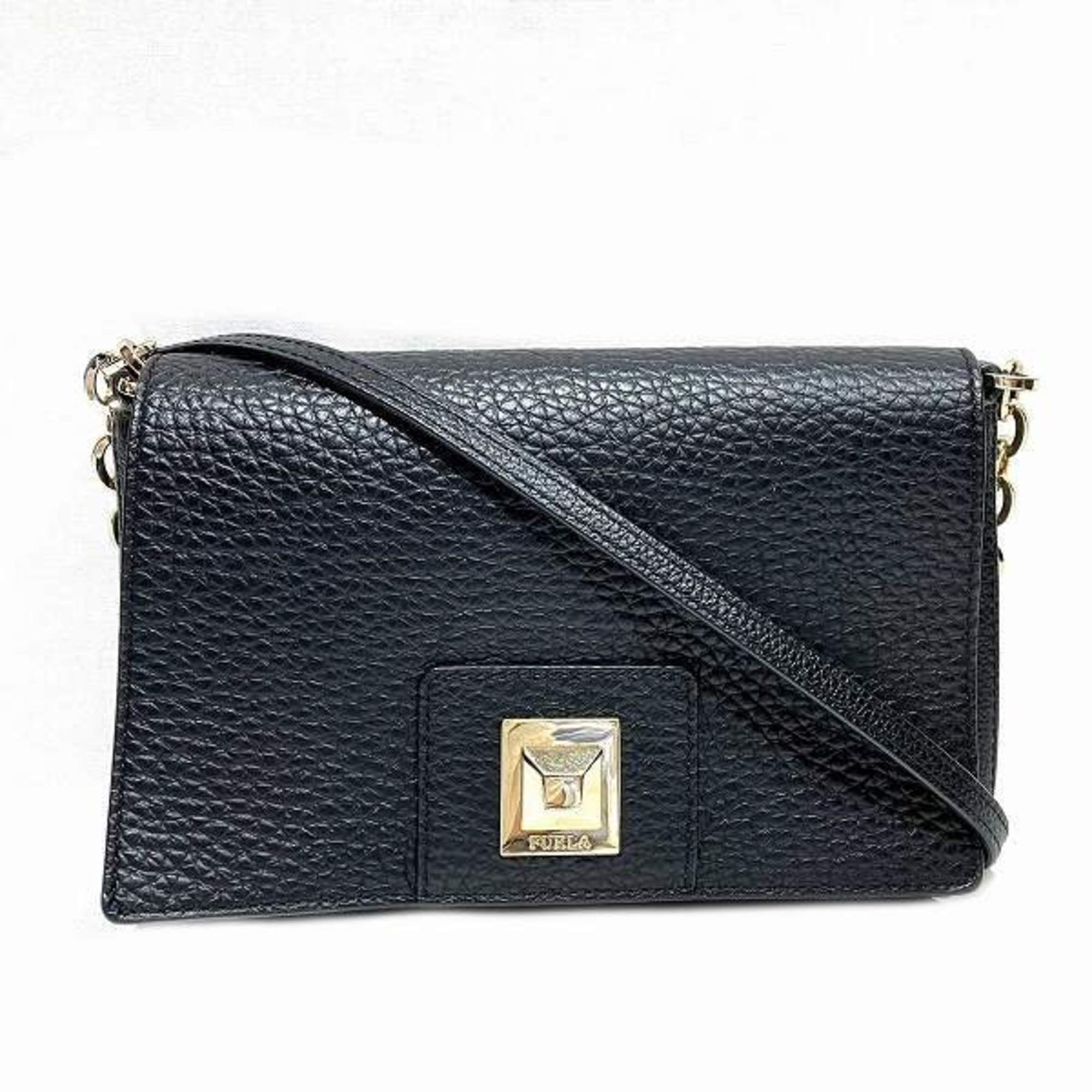 FURLA Chain Shoulder Bag Black Women's