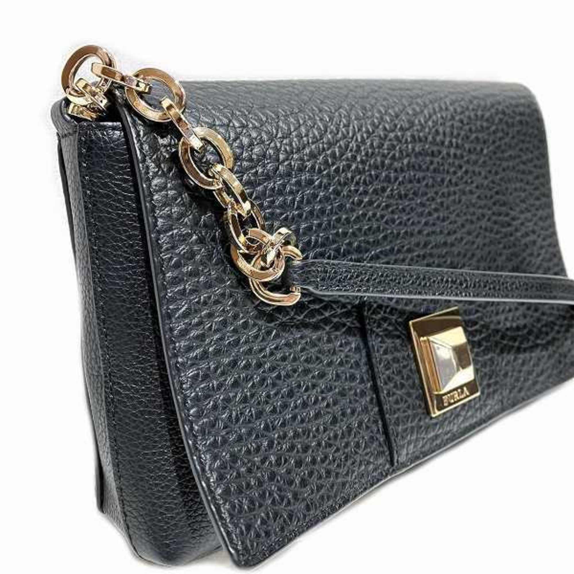 FURLA Chain Shoulder Bag Black Women's