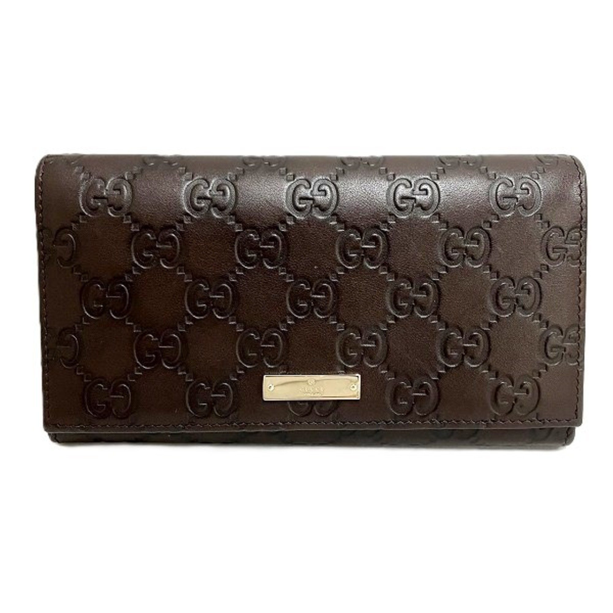 GUCCI Guccissima 244946 Dark Brown Leather Long Wallet for Men