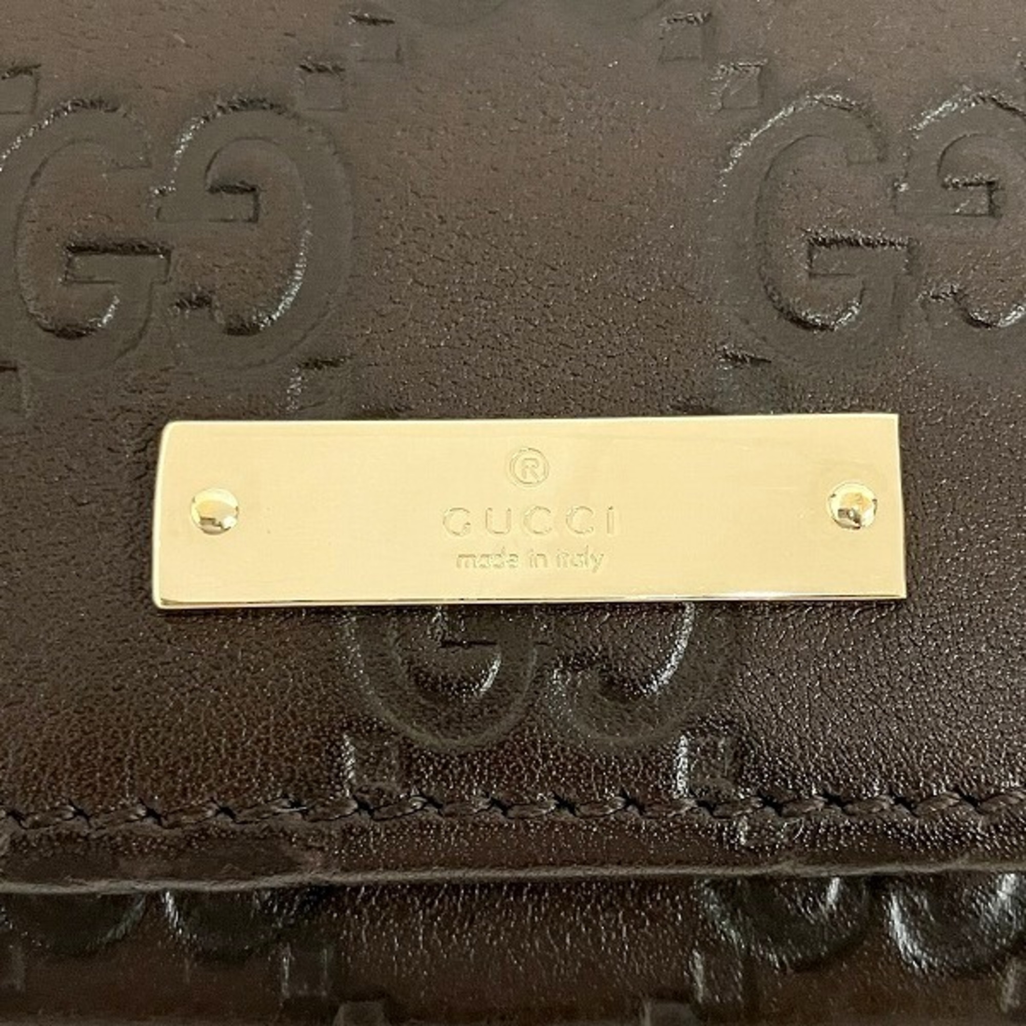 GUCCI Guccissima 244946 Dark Brown Leather Long Wallet for Men