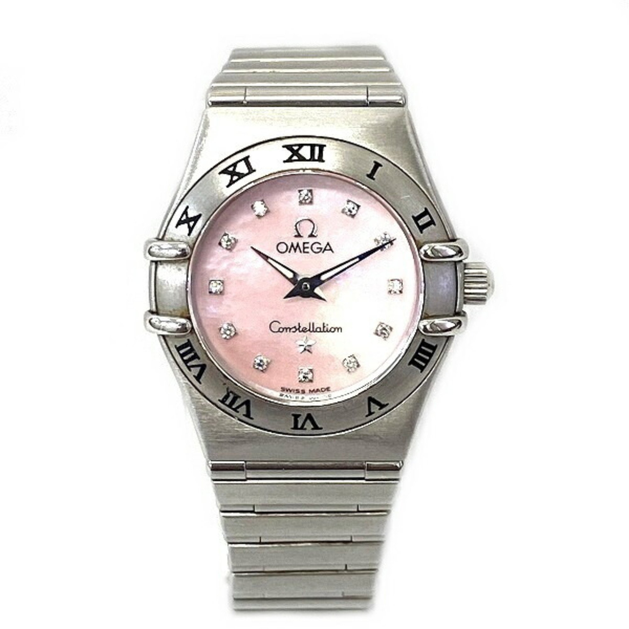 Omega Constellation 1562.67 Quartz Pink Shell Watch Ladies Wristwatch