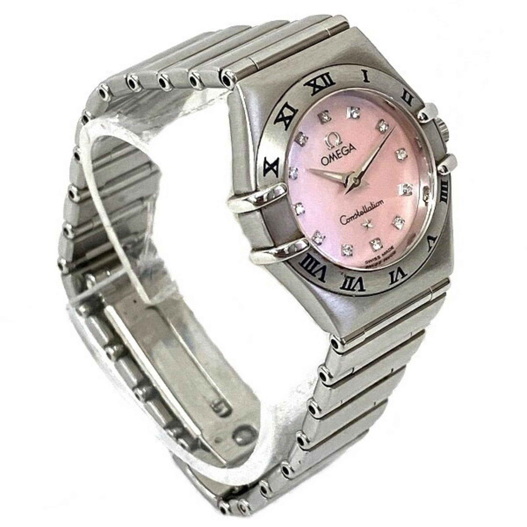 Omega Constellation 1562.67 Quartz Pink Shell Watch Ladies Wristwatch