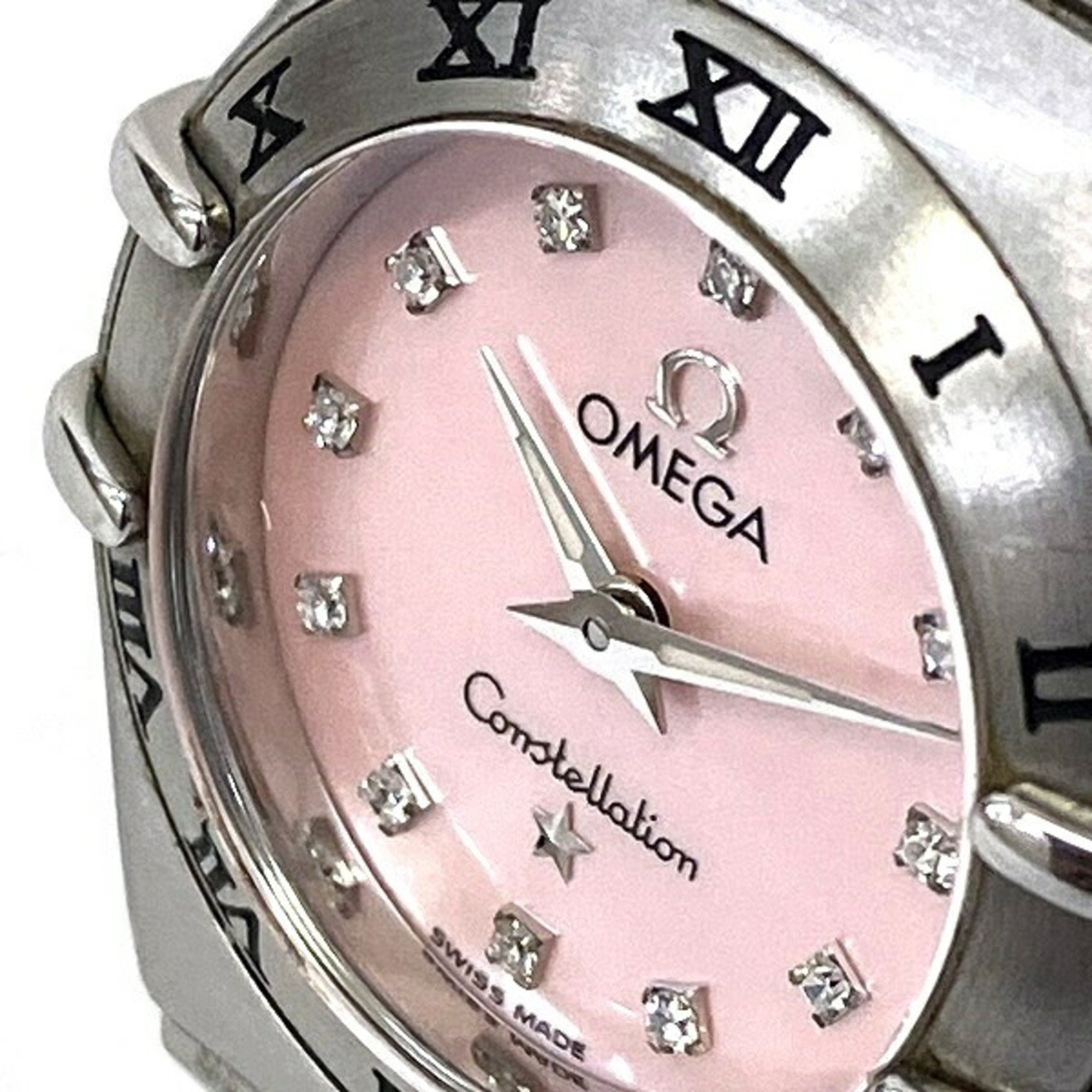 Omega Constellation 1562.67 Quartz Pink Shell Watch Ladies Wristwatch