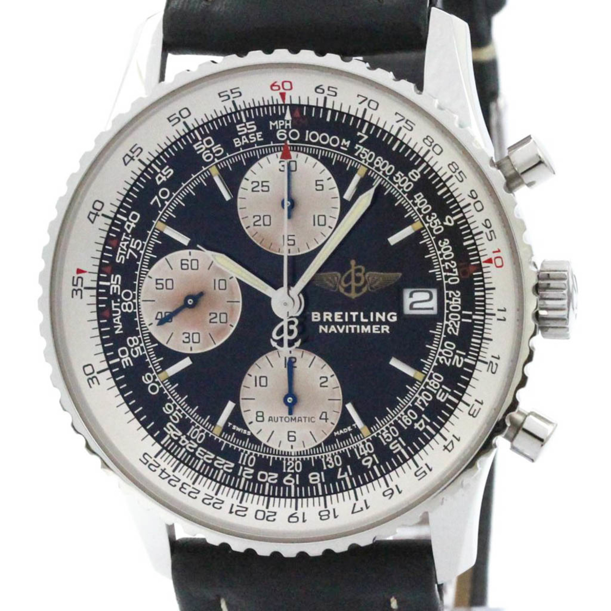 Polished BREITLING Old Navitimer Steel Automatic Mens Watch A13022 BF576058