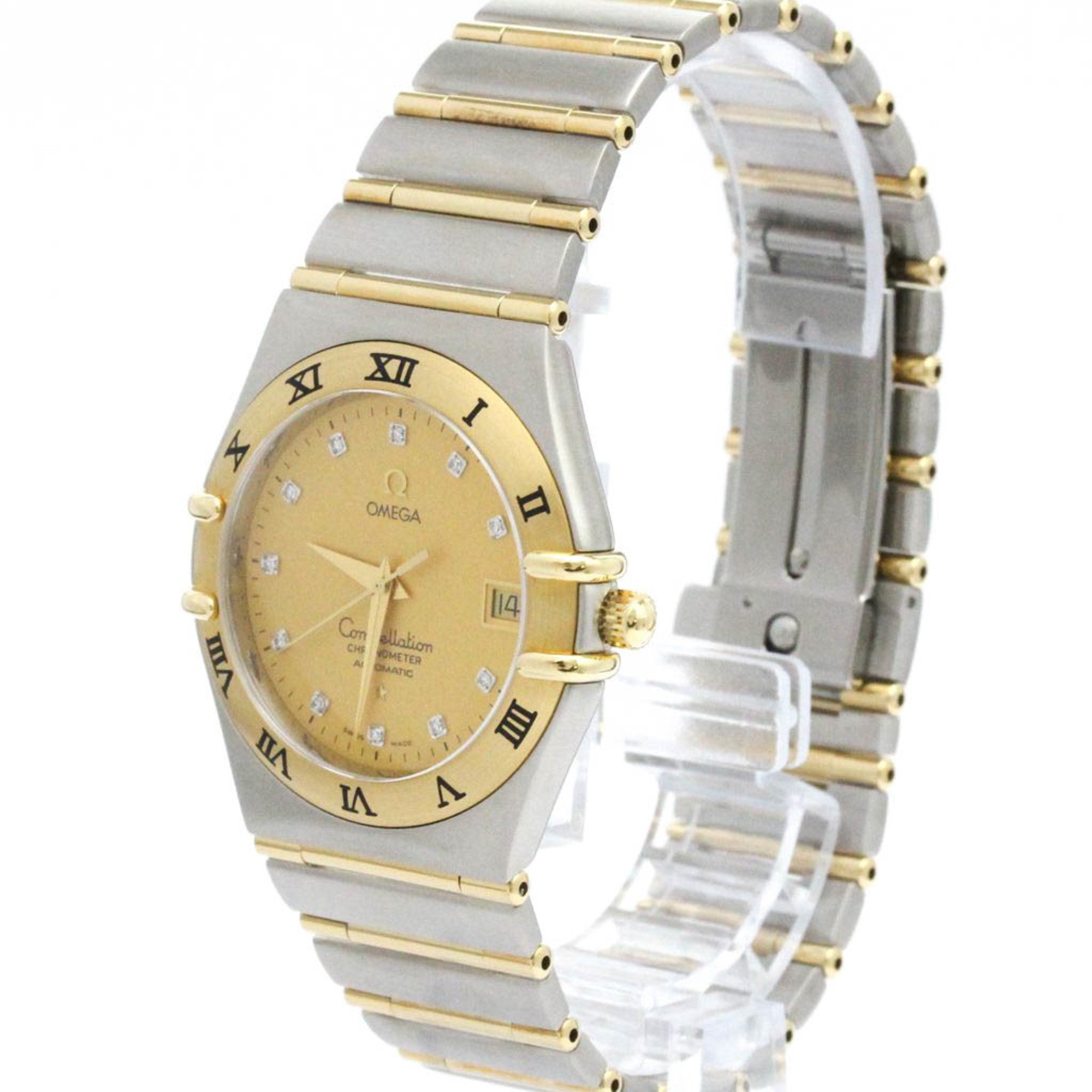 Polished OMEGA Constellation 18K Gold Steel Automati Mens Watch 1202.15 BF576064