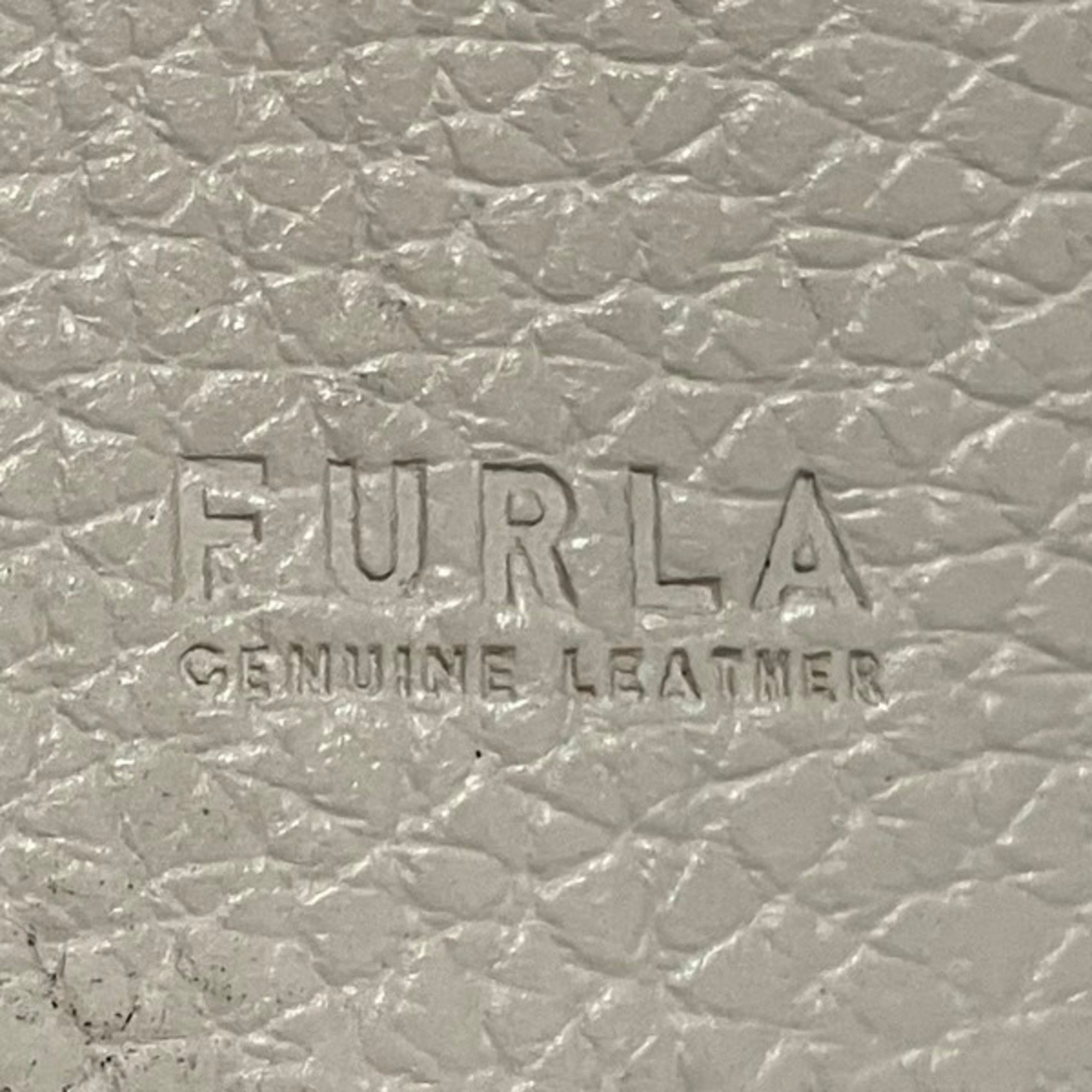 FURLA Grey Leather 4-Row Key Ring Accessory Case for Women