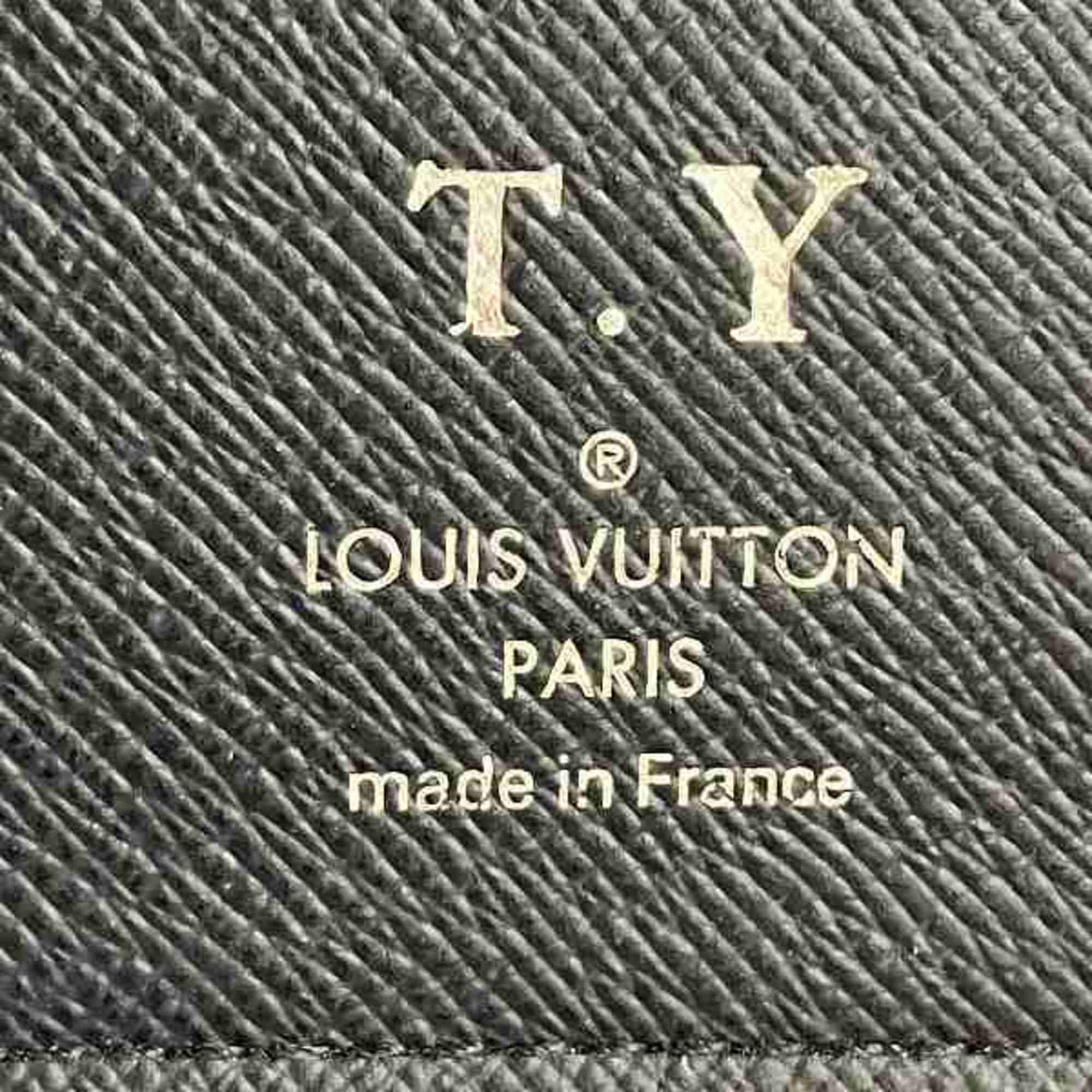 Louis Vuitton Taiga Portefeuille Brazza M30502 Blue Marine Long Wallet Bi-fold Men's